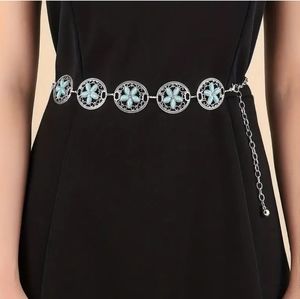 Boho Waist Chain Turquoise Flower